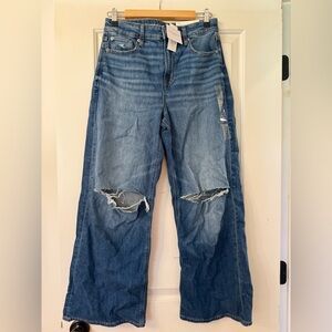 American Eagle Outfitters Blue Distressed Flare Jeans